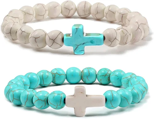 Miniatura 5 de Pulseras de turquesa para mujer, pulsera de gema de energía equilibrada, pulsera unisex, pulsera de yoga azul, pulsera de chakras para mujer, regalo