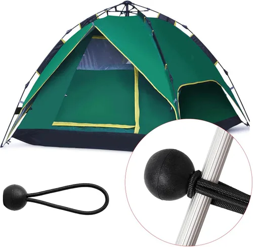 Miniatura 5 de Paquete de 16 cuerdas elásticas de bolas elásticas, color negro, resistentes, de 4 pulgadas, correas elásticas de lona, resistentes a la intemperie