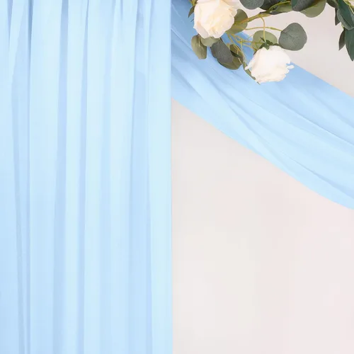 Miniatura 7 de MLMC 1 panel de tela para arco de boda azul bebé, 29 x 20 pies, cortinas de gasa extralargas transparentes de 6.6 yardas, paneles de cortinas