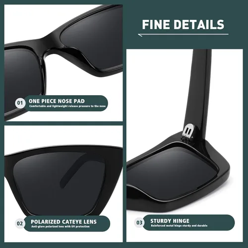 Miniatura 3 de WOWSUN Gafas de sol polarizadas vintage angostas pequeñas para mujer