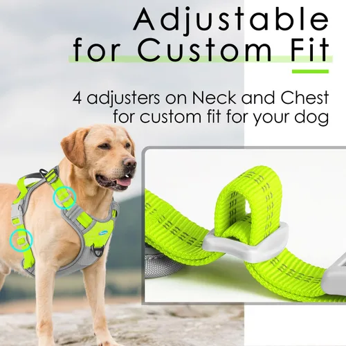 Miniatura 3 de ThinkPet Arnés deportivo transpirable, antitirones para perro, con asa, arnés reflectante y ajustable para perros medianos o grandes, clip trasero
