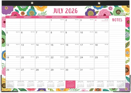 Calendario de escritorio 2026-2027 - julio de 2026 a diciembre de 2027, calendario de escritorio grande de 17 x 12 pulgadas, calendario de 18 meses,