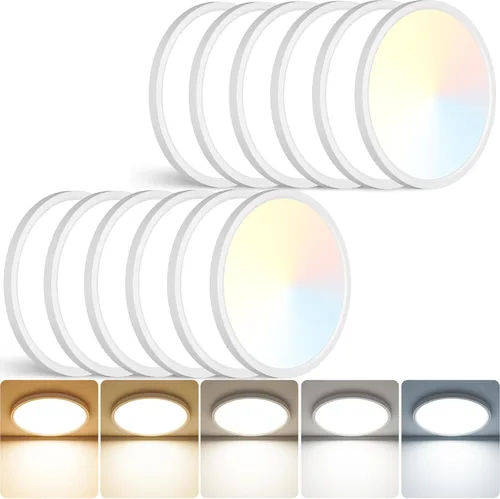 Miniatura 16 de Peasur - Lámpara de techo led de 18 cm, montaje empotrado ajustable, 3000 K/3500 K/4000 K/5000 K/6500 K, 1500 LM, 15 W, lámpara redonda blanca Blanco