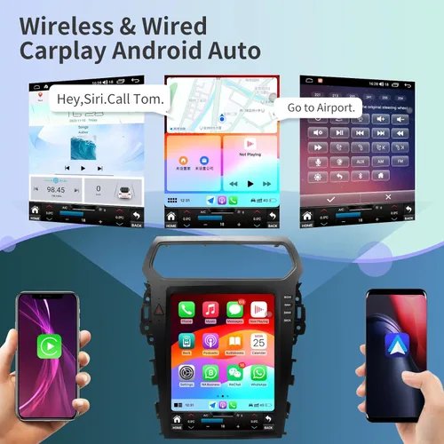 Miniatura 3 de Radio de coche para Ford Explorer Interceptor 2011-2019 Reemplazo estéreo CarPlay Android Auto 12.1 pulgadas Actualización Tesla Style pantalla
