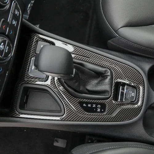 Miniatura 6 de JeCar Cubierta de Panel de Cambio de Marchas de Fibra de Carbono para Interior Compatible con Jeep Cherokee 2019 2020 2021 2022 Accesorios Interiores