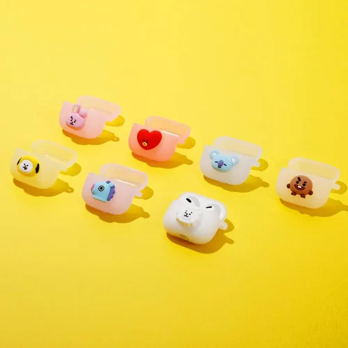 Miniatura 2 de BT21 Funda compatible con Apple AirPods de 3ª generación, funda translúcida de gelatina, carga inalámbrica [mercancía oficial] [7 sabores] (SHOOKY)