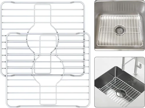 Miniatura 22 de Better Houseware Protectores de fregadero para fregadero de cocina, rejilla protectora de metal, 12 x 10.25 x 1 pulgadas, tapete negro