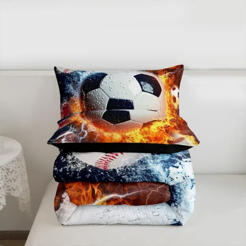 Miniatura 7 de Erosebridal - Juego de ropa de cama de fútbol para niños, adolescentes y jóvenes, con diseño deportivo de béisbol, funda de edredón completa
