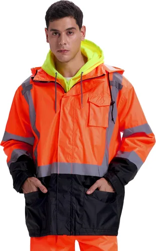 Miniatura 12 de SRsafety Equipo de lluvia de alta visibilidad, equipo de lluvia de trabajo de alta visibilidad clase 3 para hombres, trajes de lluvia de construcción