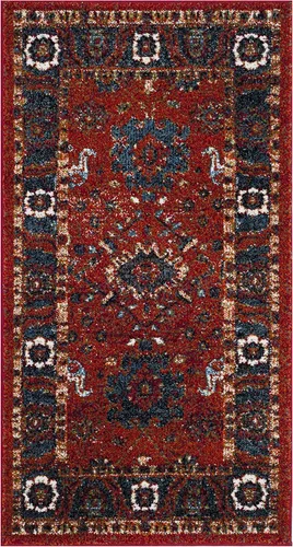 Miniatura 3 de SAFAVIEH Vintage Hamadan Collection - Alfombra de área de 2 pies 3 pulgadas x 4 pies, naranja y azul, diseño tradicional persa, no desprende pelusa