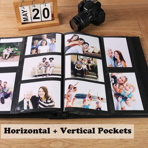 Miniatura 2 de Vienrose - Álbum de fotos 4x6 con 600 bolsillos, libro de fotos grande, funda de cuero sintético PU para álbum de boda, bebé, graduación Bronce
