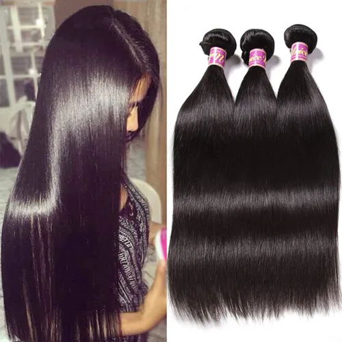 Miniatura 9 de Cabello 7 a malayo liso, 4 paquetes sin procesar, vírgenes, extensiones de pelo, cabello humano con longitudes mixtas, 100% cabello humano