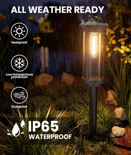 Miniatura 4 de NEWMESSI Paquete de 4 luces solares para caminos al aire libre, modernas luces LED solares de súper brillo, IP65, impermeable, para jardín, jardín