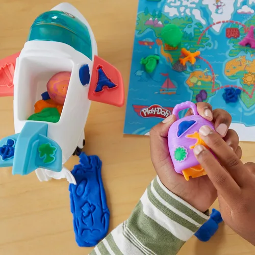 Miniatura 10 de Play-Doh Airplane Explorer - Juego de iniciación, juguetes preescolares para niñas y niños de 3 años y más con Jet, tapete de juego de mapa