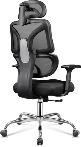 Miniatura 9 de DEVAISE Silla de escritorio ergonómica de malla con reposapiés, cómoda silla de computadora reclinable grande y alta con soporte lumbar ajustable