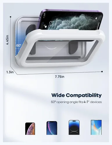 Miniatura 6 de Lamicall Soporte impermeable para teléfono de ducha, giratorio de 480°, retráctil, ajustable, soporte de pared para teléfono, soporte de pared