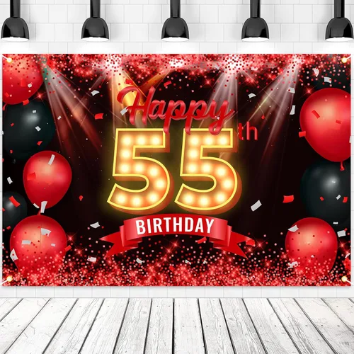 Miniatura 14 de Cartel de feliz cumpleaños 10 años, fondo rojo y negro, decoraciones de cumpleaños para niñas y niños de 10 años, artículos de fotografía