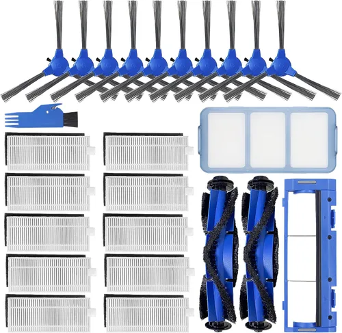 CERO Paquete de 25 piezas de repuesto para Eufy RoboVac 11S, 25C, 15C, 30, 30C, 12, 35C, 15T, 2 cepillos rodantes, 10 filtros, 10 cepillos