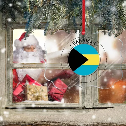 Miniatura 6 de Adorno de árbol de Navidad de Bahamas, bandera de las Bahamas, adornos acrílicos para decoraciones de Navidad, bandera nacional, recuerdo del país