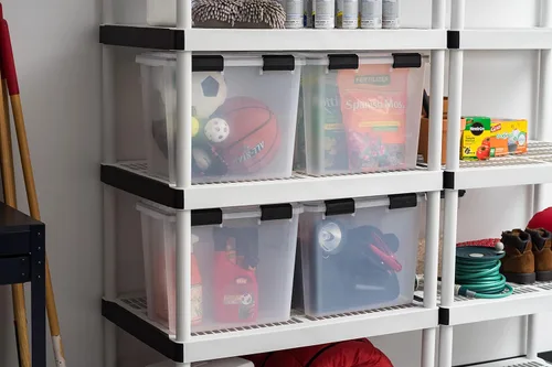 Miniatura 6 de IRIS USA - Contenedor organizador de plástico hermético para almacenamiento, 36 cuartos de capacidad, con tapa duradera, sello y hebillas de cierre