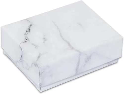 TheDisplayGuys - Caja de regalo de papel de cartón relleno de algodón, 100 unidades, color blanco mármol