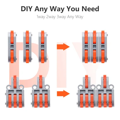 Miniatura 2 de 62 conectores de cable de palanca, mini conectores eléctricos compactos para bricolaje, kit surtido para conexión rápida 24-12 AWG