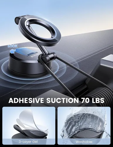 Miniatura 2 de Lamicall Soporte de teléfono para automóvil [70 libras de succión potente] para soporte de automóvil Magsafe, soporte de teléfono con ventosa