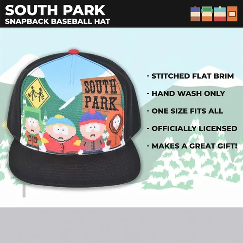 Miniatura 6 de Concept One South Park Gang - Gorra de béisbol ajustable de 8 bits con ala plana