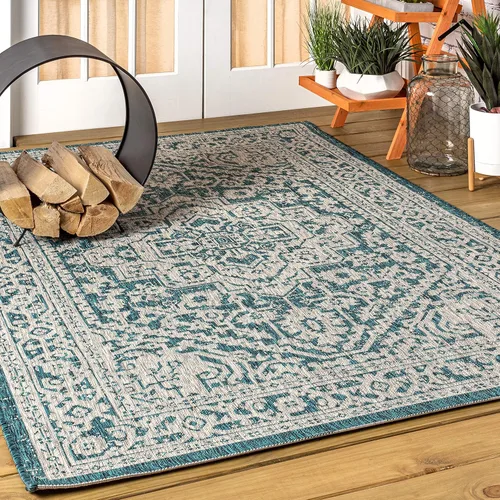 Miniatura 9 de Eyely BMS101D-28 - Alfombra de pasillo con textura de medallón de Santa Mónica Slesi, para interiores y exteriores, estilo costero, bohemio, Gris