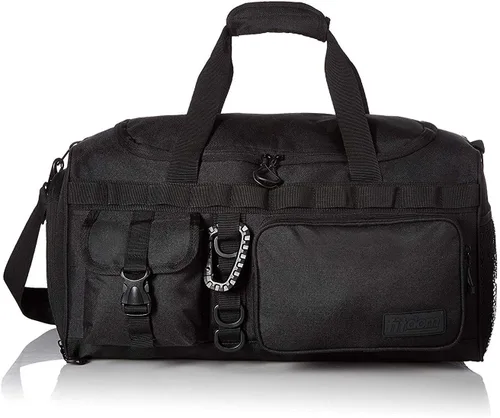 Fitdom Bolsa de lona táctica negra de 20 pulgadas y 32 L con compartimento para zapatos. La mejor bolsa de entrenamiento para hombres y mujeres. La