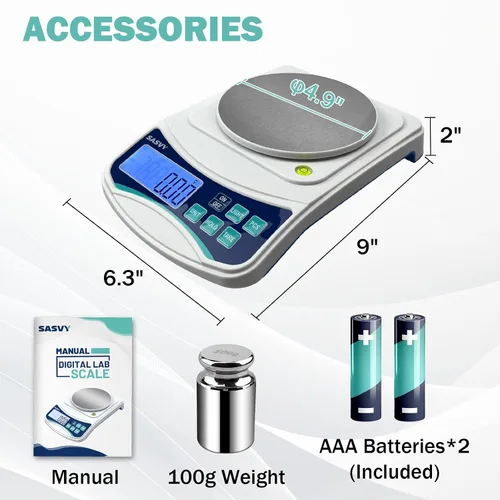 Miniatura 6 de Balanza Digital de Laboratorio 1000g x 0.01g, Balanza Analítica Electrónica de Precisión para Laboratorio, Joyería, Cocina, Incluye Peso de 100g y 2