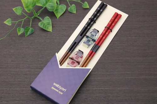 Miniatura 2 de Ishida WABIYORI 60181 Tsukiyama - Palillos para parejas, incluye soporte para palillos