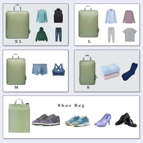 Miniatura 114 de BAGAIL 4 Set/6 Set Ultraligero Compresión Embalaje Cubos Organizador de Embalaje para Accesorios de Viaje Equipaje Maleta Mochila