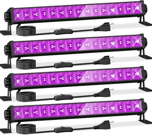 Miniatura 9 de YQNLIFA - Paquete de 2 luces LED negras impermeables de 120 W, paquete de 2 barras de luz negra de 10 pies con enchufe e interruptor, luz negra IP66
