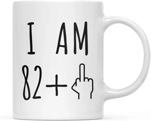 Miniatura 81 de Andaz Press Divertida taza de café de 11 onzas, regalo de broma de cumpleaños, I Am 49 + 1 dedo medio, 1 paquete, ideas de regalo de cumpleaños 50