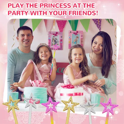 Miniatura 7 de Meanplan 36 varitas de hadas de 13 pulgadas, varitas de princesa con estrella mágica, palitos de bruja de ángel, accesorios de disfraz para mujeres