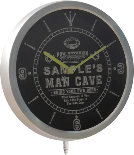 Miniatura 2 de ADVPRO ncqa-tm Nombre personalizado hombre cueva fútbol bar cerveza neón signo LED reloj de pared