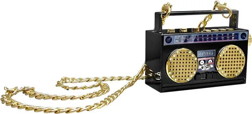 Altavoz inalámbrico portátil mini Bluetooth de 50 aniversario del Hip Hop, Boombox retro portátil, collar de 27 pulgadas, radio FM, botones a bordo,