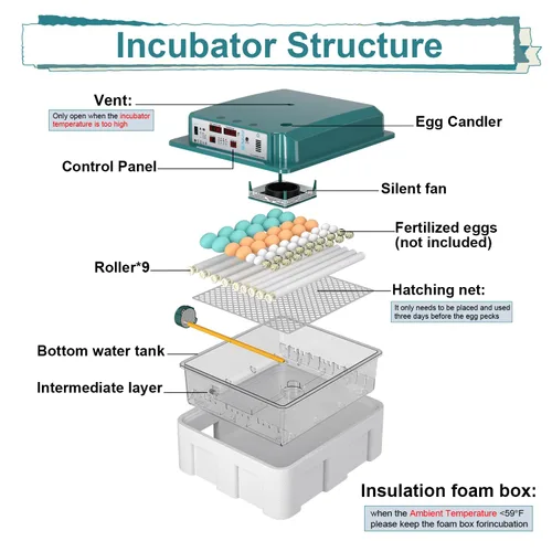 Miniatura 8 de 64 incubadoras de huevos para incubar huevos, incubadora con giro automático de huevos y humedad, incubadora de pollo con 5 modos de incubación