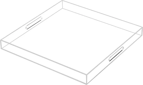 Miniatura 11 de Bandeja grande de acrílico blanco con asas, 19 x 19 x 2 pulgadas de alto, bandeja a prueba de derrames para otomana, mesa de café, desayuno, té