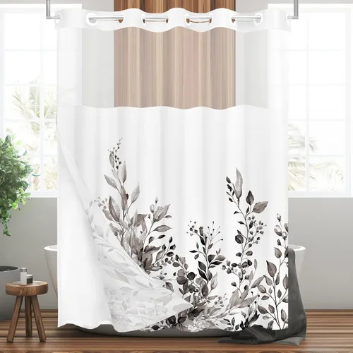 Miniatura 57 de Tititex Spun Sugar - Juego de cortinas de ducha de eucalipto azul claro, hojas de acuarela brillantes en la parte superior, decoración floral
