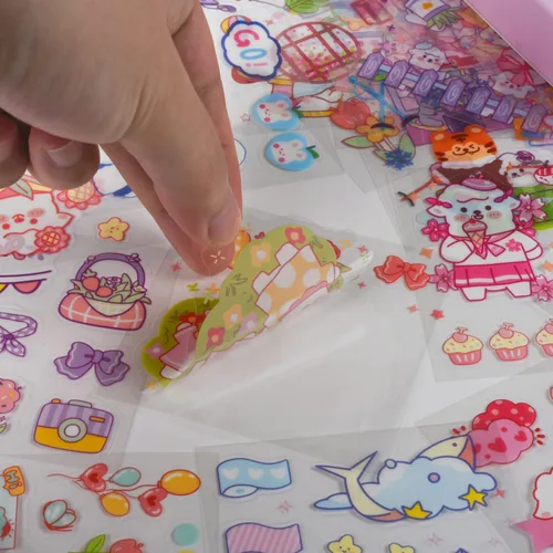 Miniatura 4 de Conjunto de calcomanías lindas de animales (100 hojas) - Kawaii transparentes de PET de dibujos animados decorativos para álbum de recortes, diario
