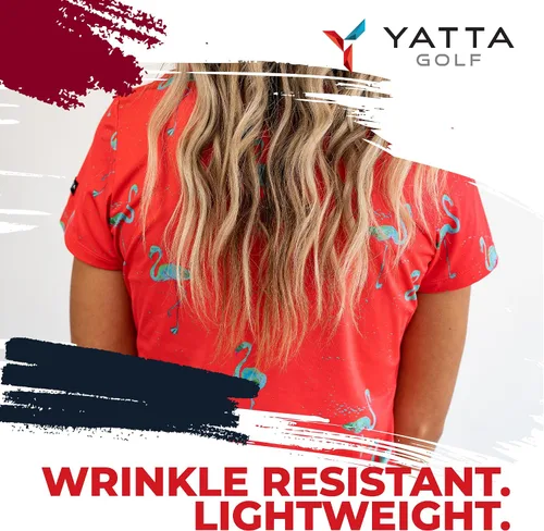 Miniatura 6 de YATTA GOLF Polo de golf para mujer resistente a las arrugas absorbe la humedad y cuello en V para mujer
