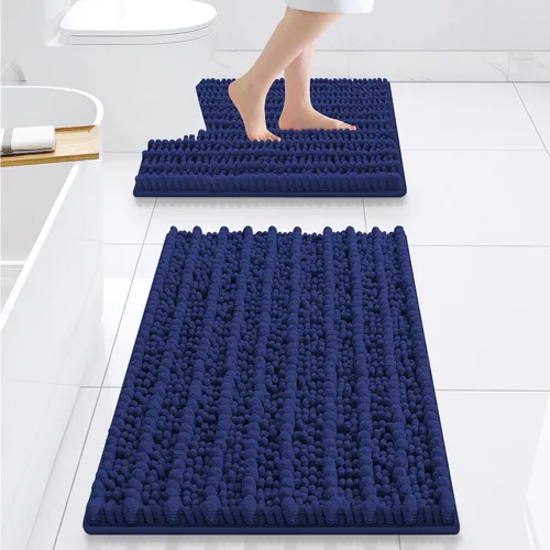 Miniatura 14 de Smiry Juego de 2 alfombras de baño, suaves y absorbentes, parte trasera de goma antideslizante, lavables a máquina, juego de alfombras de baño