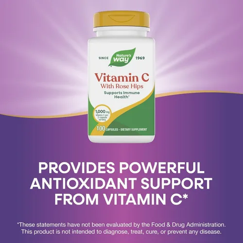 Miniatura 4 de Nature's Way Vitamina C-500 con Rose HIPS; 1000 mg por porción; 100 cápsulas