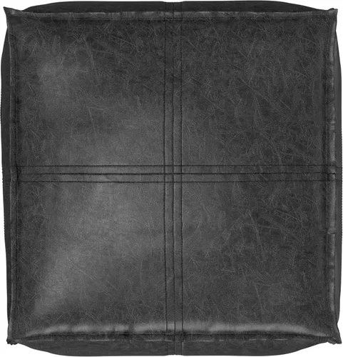 Miniatura 4 de SIMPLIHOME Brody - Puf cuadrado de 18 pulgadas de ancho x 14 pulgadas de alto, tapizado de piel vegana, color negro envejecido, reposapiés bohemio