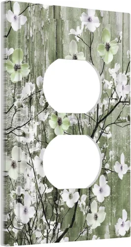 Miniatura 39 de Cubierta de interruptor de luz de 3 cuadrillas con diseño de flores azules púrpuras, cubierta de placa de pared de triple palanca, arbustos florales