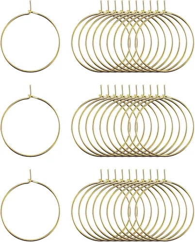 JIALEEY 100 anillos de cristal de vino de 0.98 pulgadas chapados en oro de 0.98 pulgadas (0.984 in), aro abierto para hacer joyas, boda, fiesta de
