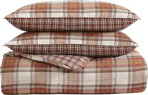 Miniatura 4 de Eddie Bauer Edgewood Tartán Juego de funda nórdica, Algodón, Rojo, Full/ Queen