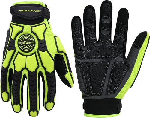 Miniatura 13 de HANDLANDY Anti Vibration Gloves, SBR Padding, TPR Protector, Mechanic Work Gloves